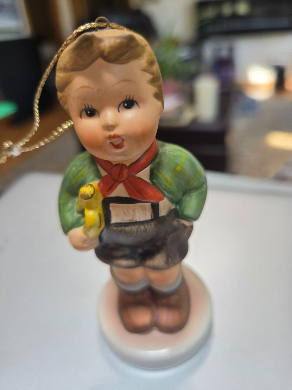 vintage schmid 1983  boy with horn figurine 1st edition